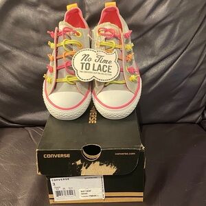 Converse Kids' No Time To Lace Sneakers - Gray and Multicolor